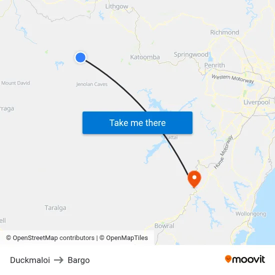Duckmaloi to Bargo map