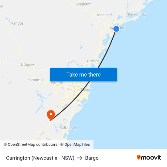 Carrington (Newcastle - NSW) to Bargo map