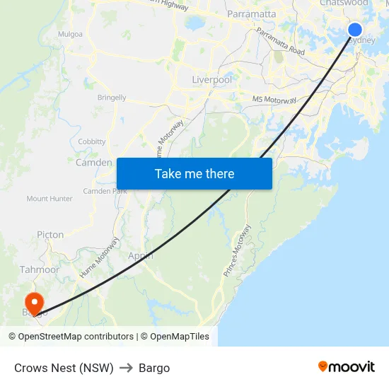 Crows Nest (NSW) to Bargo map