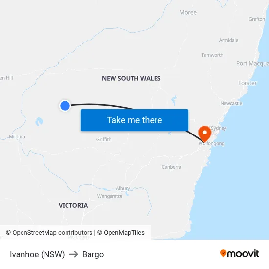 Ivanhoe (NSW) to Bargo map