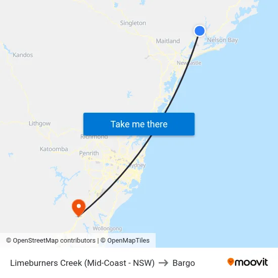 Limeburners Creek (Mid-Coast - NSW) to Bargo map