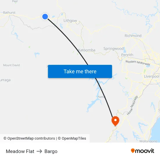 Meadow Flat to Bargo map