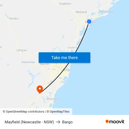 Mayfield (Newcastle - NSW) to Bargo map