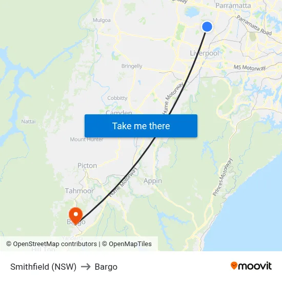Smithfield (NSW) to Bargo map