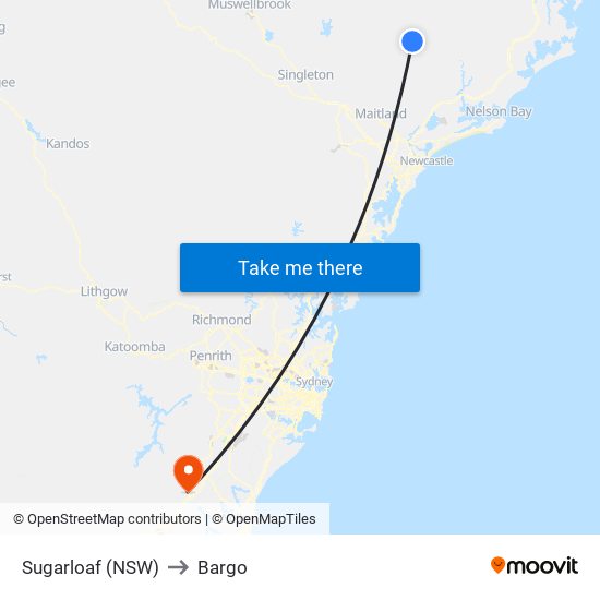 Sugarloaf (NSW) to Bargo map