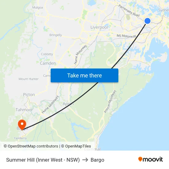 Summer Hill (Inner West - NSW) to Bargo map