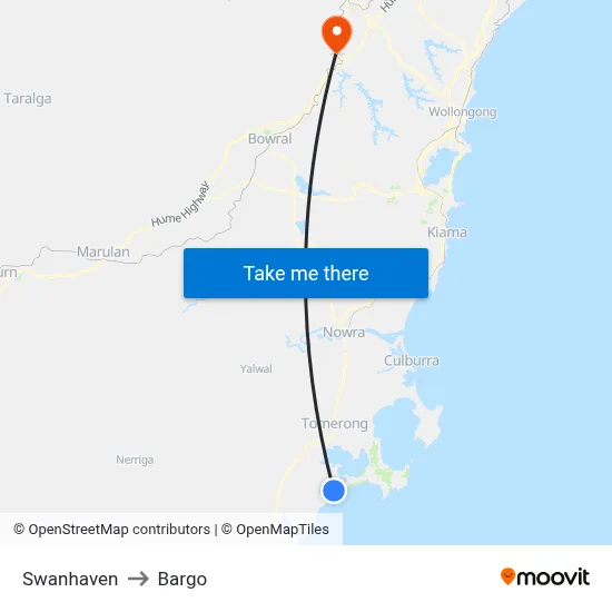 Swanhaven to Bargo map