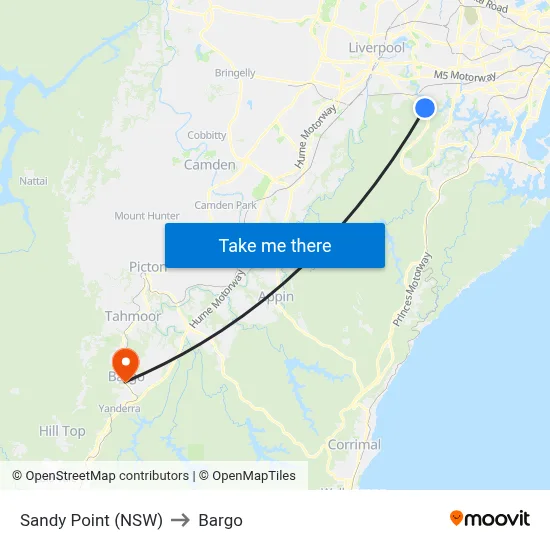 Sandy Point (NSW) to Bargo map