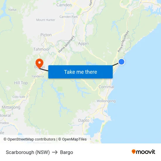Scarborough (NSW) to Bargo map