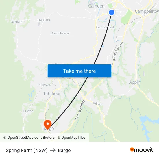 Spring Farm (NSW) to Bargo map