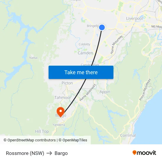 Rossmore (NSW) to Bargo map