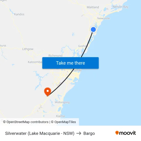 Silverwater (Lake Macquarie - NSW) to Bargo map