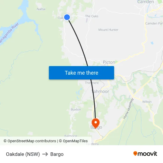Oakdale (NSW) to Bargo map