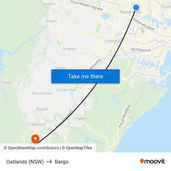 Oatlands (NSW) to Bargo map