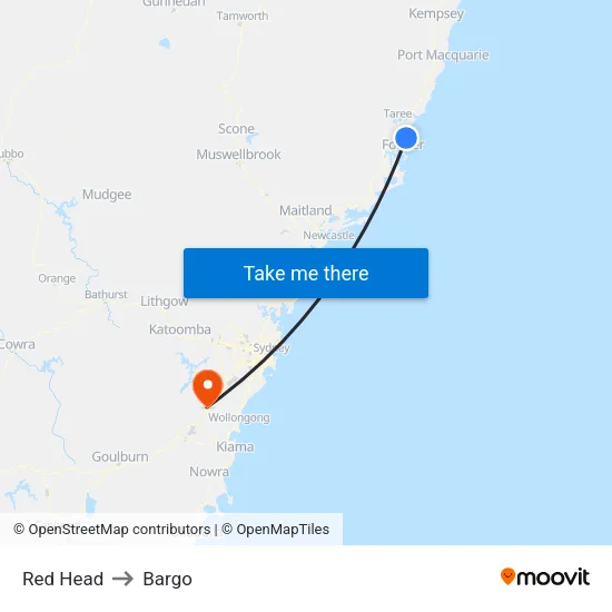 Red Head to Bargo map