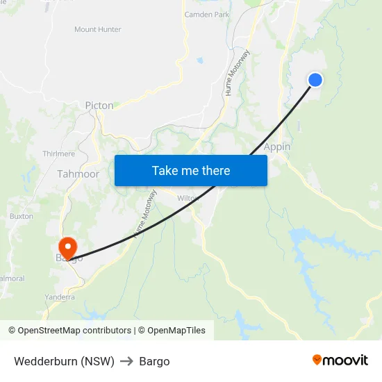 Wedderburn (NSW) to Bargo map