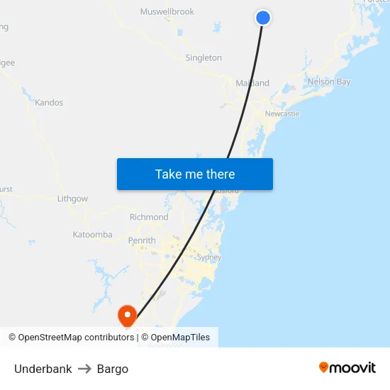 Underbank to Bargo map