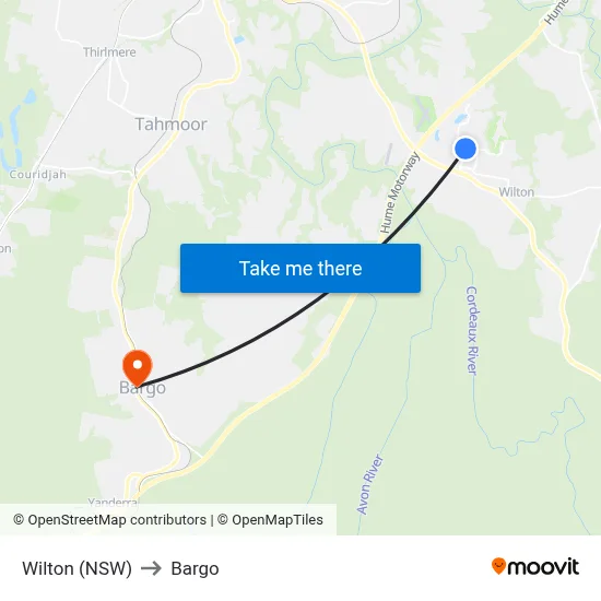 Wilton (NSW) to Bargo map