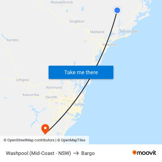 Washpool (Mid-Coast - NSW) to Bargo map