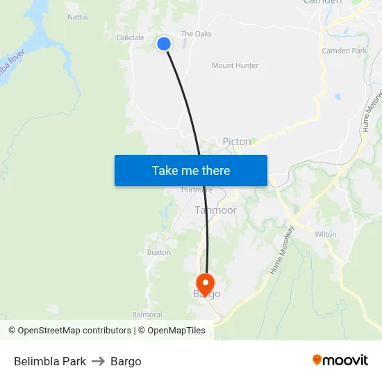 Belimbla Park to Bargo map