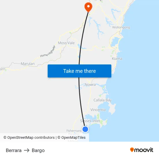 Berrara to Bargo map