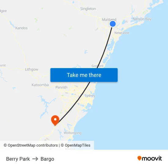 Berry Park to Bargo map
