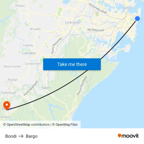 Bondi to Bargo map