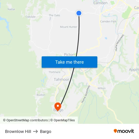 Brownlow Hill to Bargo map