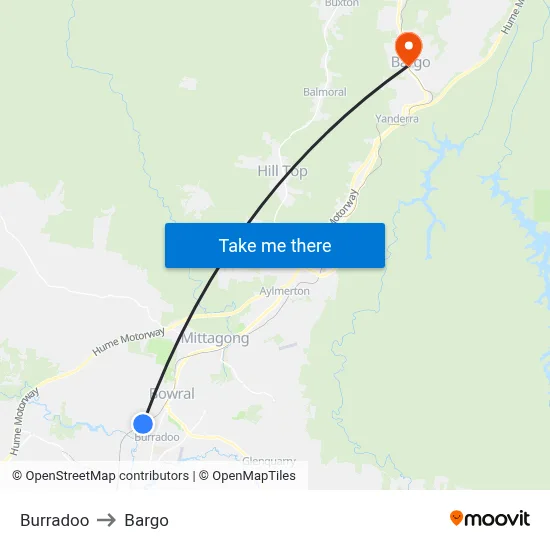Burradoo to Bargo map