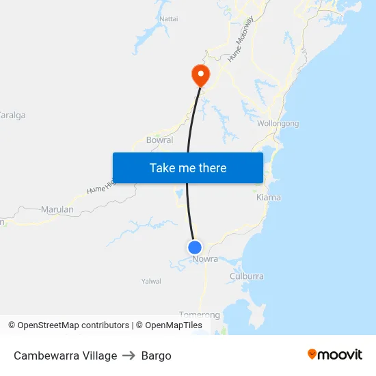 Cambewarra Village to Bargo map