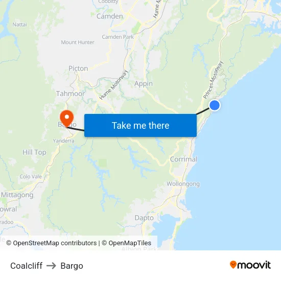 Coalcliff to Bargo map