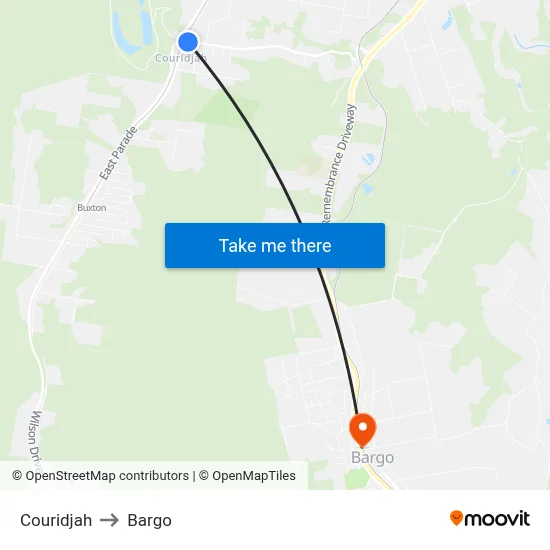 Couridjah to Bargo map