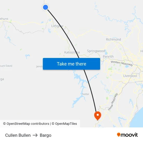 Cullen Bullen to Bargo map
