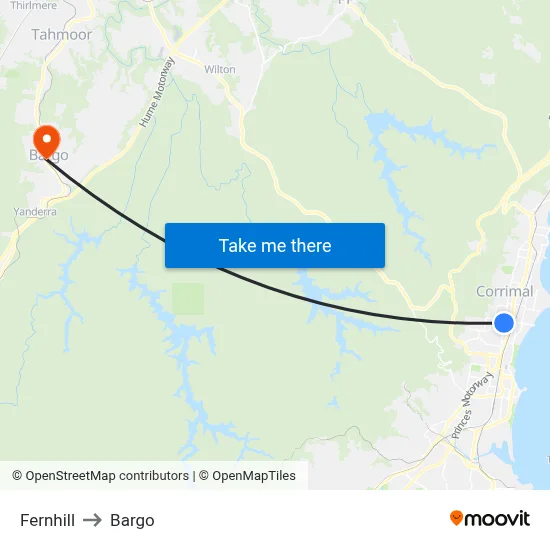 Fernhill to Bargo map