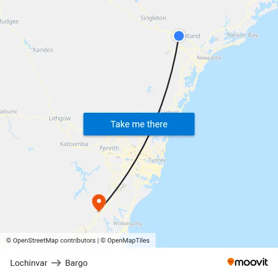 Lochinvar to Bargo map