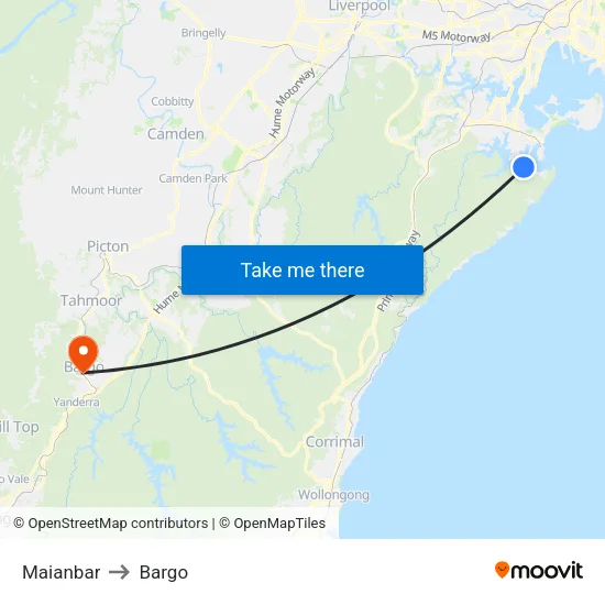 Maianbar to Bargo map