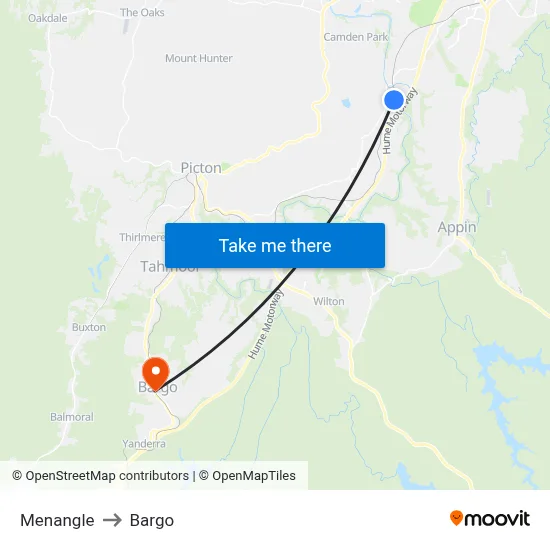Menangle to Bargo map