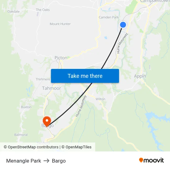 Menangle Park to Bargo map