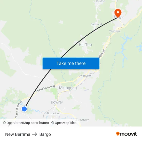 New Berrima to Bargo map