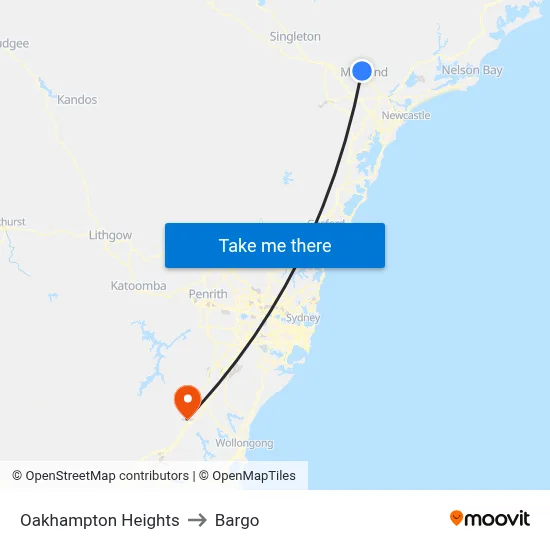 Oakhampton Heights to Bargo map