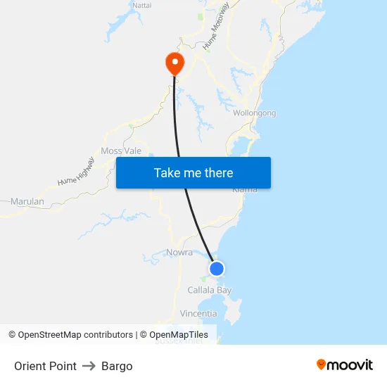 Orient Point to Bargo map