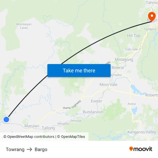 Towrang to Bargo map
