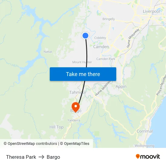 Theresa Park to Bargo map