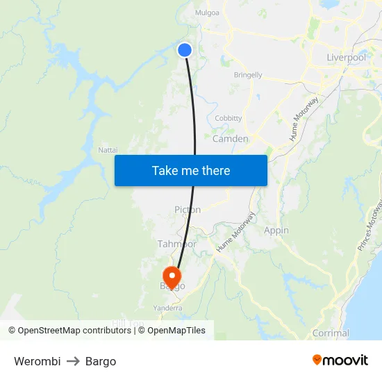 Werombi to Bargo map