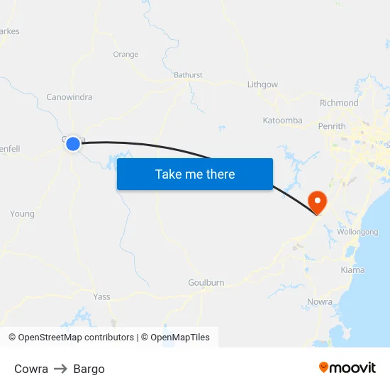 Cowra to Bargo map