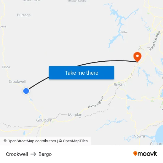 Crookwell to Bargo map