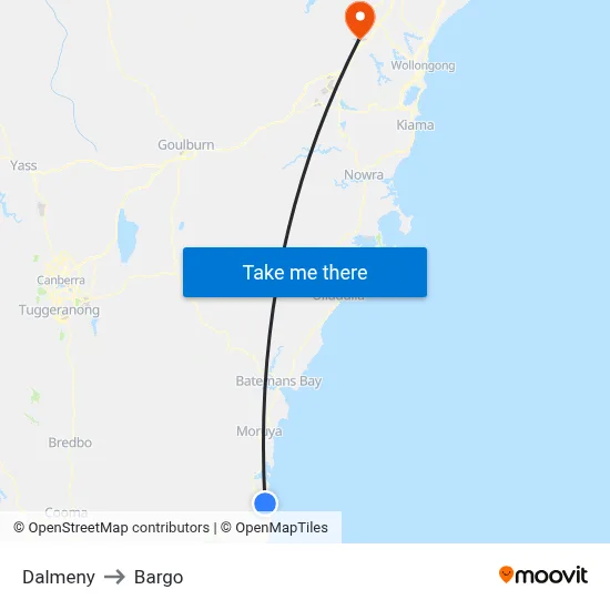 Dalmeny to Bargo map