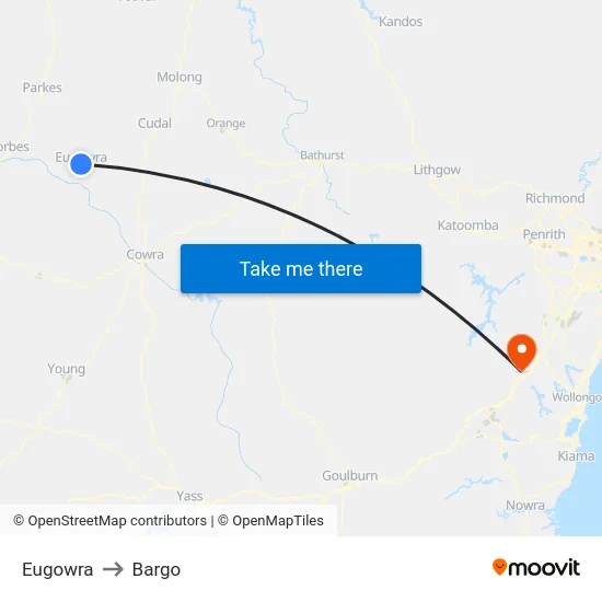 Eugowra to Bargo map