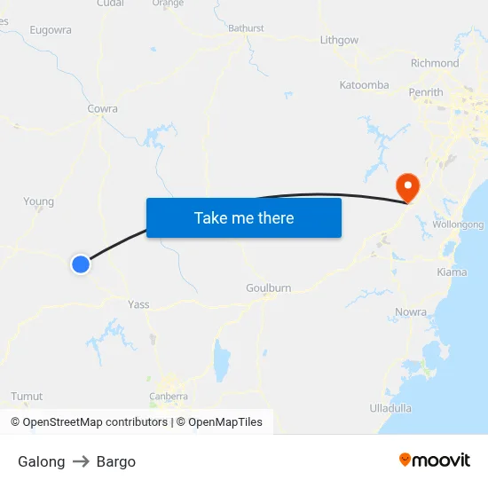 Galong to Bargo map
