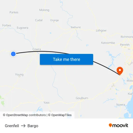 Grenfell to Bargo map